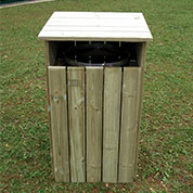 poubelle bois carree avec porte ouvrante